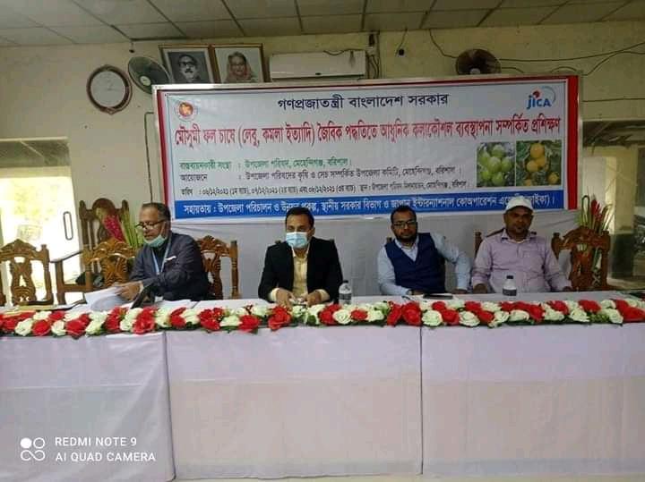 মেহেন্দিগঞ্জে জৈবিক পদ্ধতিতে মৌসুমী ফল (লেবু-কমলা)চাষের উপর প্রশিক্ষণ অনুষ্ঠিত।