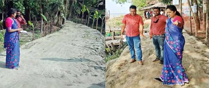 উজিরপুরে রাস্তা নির্মাণ কাজ পরিদর্শন করেন নির্বাহী অফিসার ফারিহা তানজিন